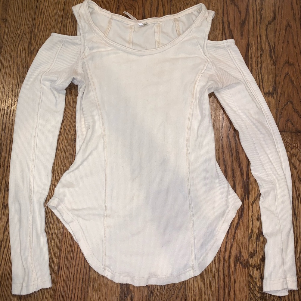 Cream peep shoulder free people shirt